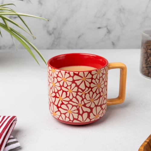 Core Home™ Square Handle Mug - Retro Floral Perspective: top