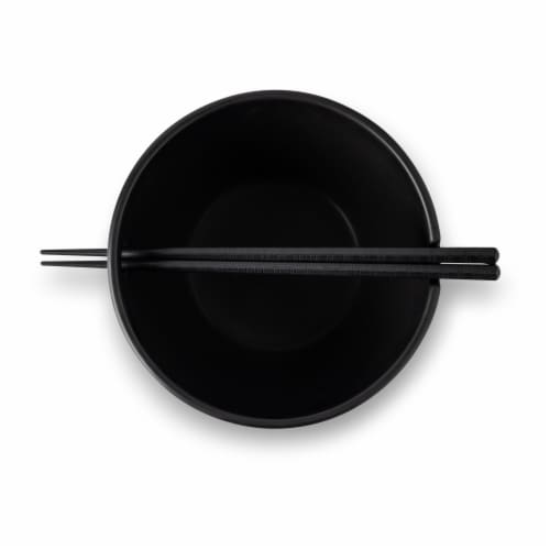 Core Kitchen Black Noodle Bowl & Chopsticks Perspective: top