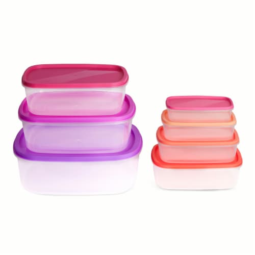 Core Plastic Food Storage Rectangle Bowl Set 14 Piece Perspective: top