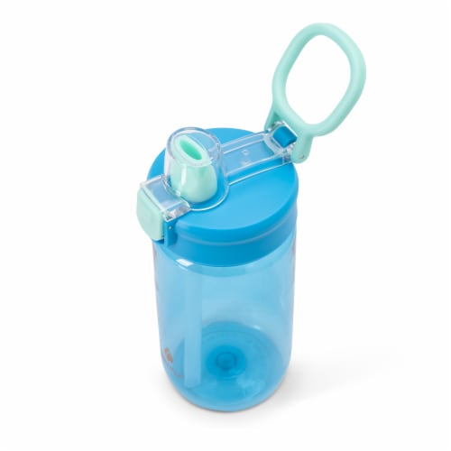 Manna™ Plastic Push Bottle - Blue Perspective: top