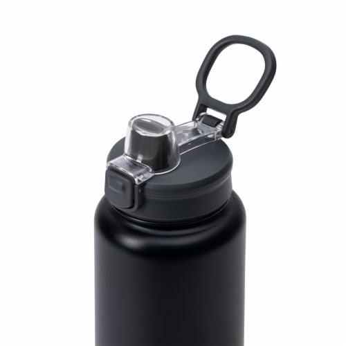 Manna™ Push™ Staineless Steel Water Bottle - Black Perspective: top