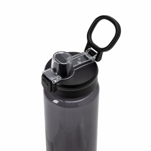 Manna™ Push™ Lightweight Plastic Water Bottle - Black Perspective: top