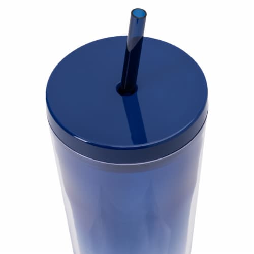 Manna™ Axel™ Plastic Tumbler & Straw Set - Blue Perspective: top