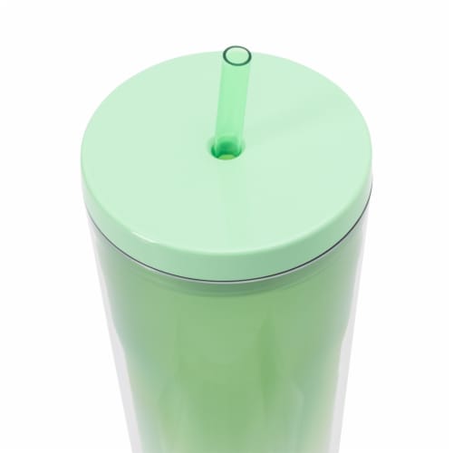 Manna™ Axel™ Plastic Tumbler & Straw Set - Green Perspective: top