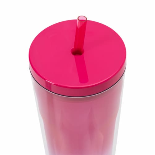 Manna™ Axel™ Plastic Tumbler & Straw Set - Pink Perspective: top