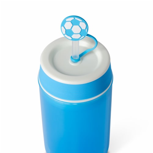 Manna™ Navigator Bottle Plastic with Soccer Ball Straw Topper Perspective: top