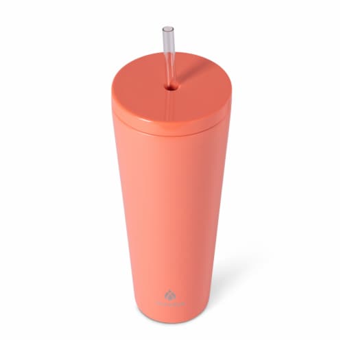 Manna™ Axel™ Stainless Steel Tumbler With Straw - Coral Perspective: top