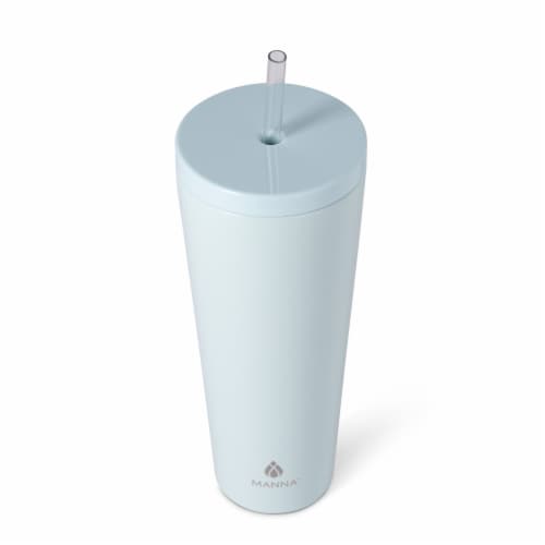 Manna™ Axel™ Stainless Steel Tumbler With Straw - Steel Blue Perspective: top