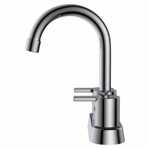 4 in. Double Handle Centerset Double Handle Bathroom Faucet with Drain Kit Included in Chrome Perspective: top