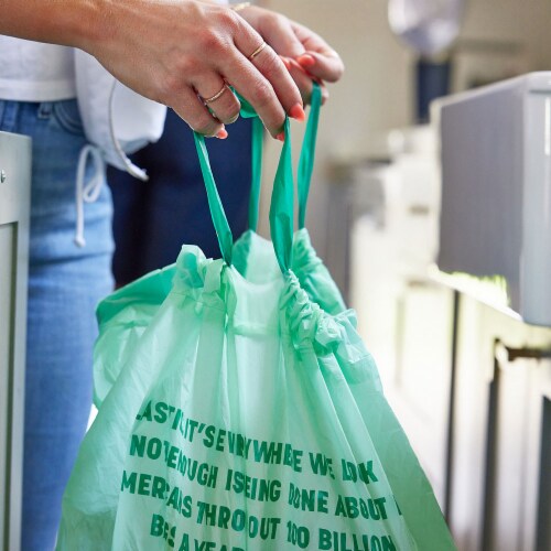 Hold On™ Compostable Tall Kitchen Bags Perspective: top
