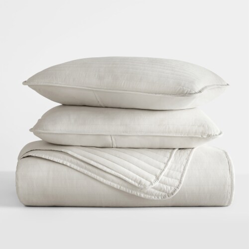 Linen Studio™ Modern Quilt Coverlet Soft Set in Stripe Stitching Perspective: top