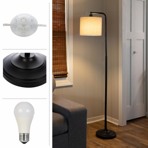 Lavish Home Black Floor Lamp 65In Tall Modern Linen Shade Led Bulb Adjustable Lighting 1 unit Fred Meyer