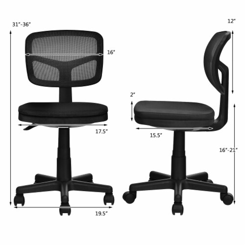 Costway Armless Office Chair Adjustable Swivel Computer Mesh Desk Chair Black Perspective: top
