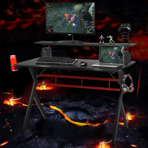 Costway Gaming Computer Desk w Monitor Shelf Storage for Controller Headphone Speaker 47.5 Fred Meyer