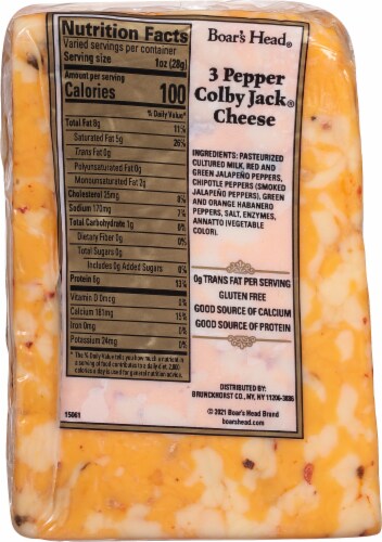 Boar’s Head Bold 3 Pepper Colby Jack Cheese Perspective: top