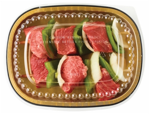 Home Chef Beef Kabobs with Onion & Bell Pepper Perspective: top
