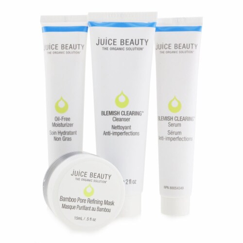 Juice Beauty Blemish Clearing Solutions Kit : Cleanser + Serum + Moisturizer + Mask + Washclo Perspective: top