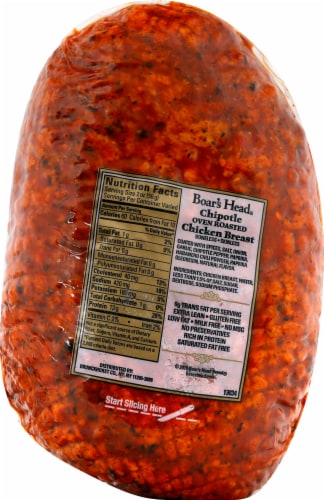 Boar's Head Chipotle Savory Boneless Skinless Chicken Breast Fresh Sliced Deli Meat Perspective: top