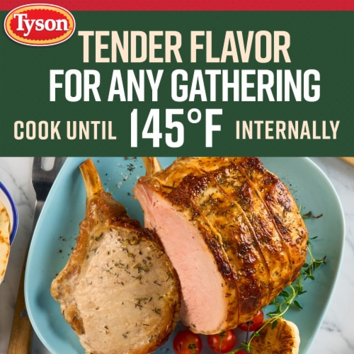 Tyson® Pork Loin Roast Frenched Rack Garlic Thyme & Rosemary Freshly Seasoned Bone In Ready to Cook Perspective: top