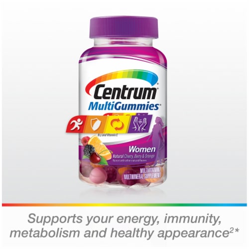 Centrum® MultiGummies® Women Natural Fruit Flavored Multivitamin & Multimineral Supplement Perspective: top