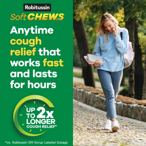 Robitussin Soft Chews, Long-Acting Cough Relief, Adult Formula, Berry Flavor Perspective: top