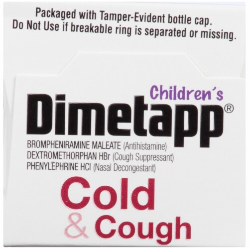 Dimetapp® Children's Grape Flavor Cold & Cough Liquid Medicine Perspective: top