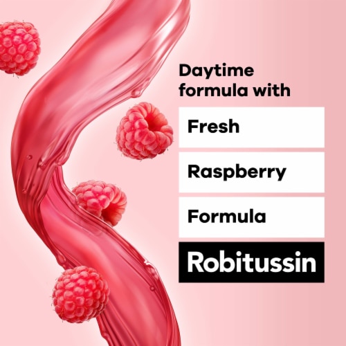 Robitussin Maximum Strength Cough+Chest Congestion DM-Dextromethorphan-Raspberry Liquid Perspective: top
