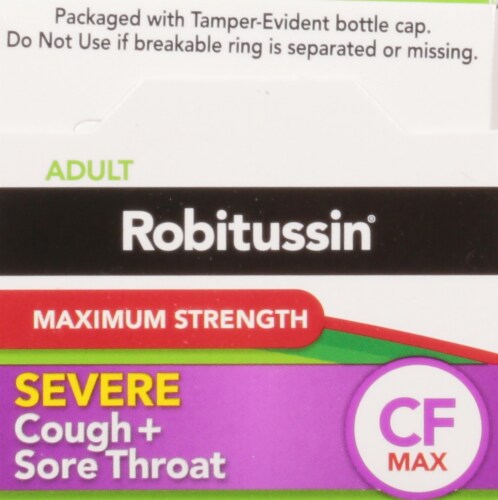 Robitussin Adult CF Maximum Strength Severe Cough + Sore Throat Strong Cooling Liquid Perspective: top