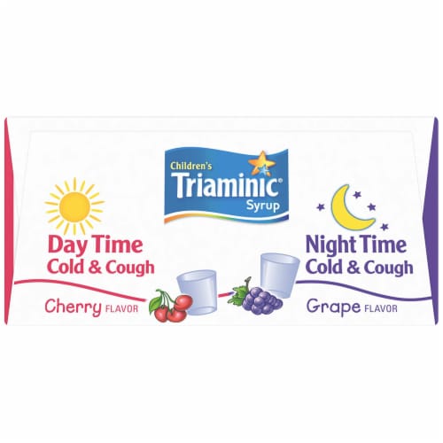 Triaminic® Children’s Cherry Flavor Day Time and Grape Flavor Night Time Cold & Cough Syrup Perspective: top