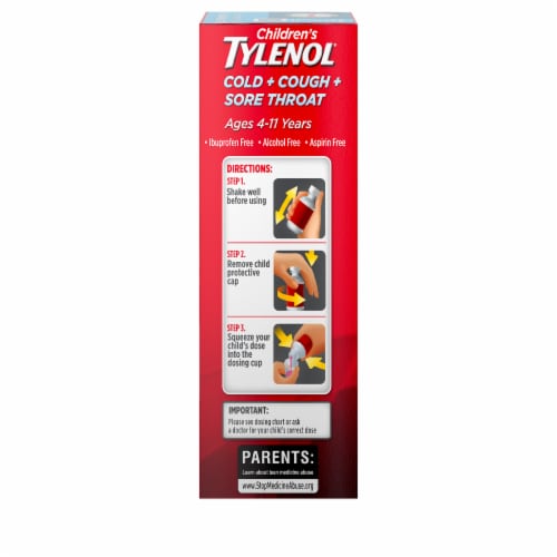 Tylenol® Children’s Bubblegum Flavor Cold + Cough + Sore Throat Medicine Perspective: top