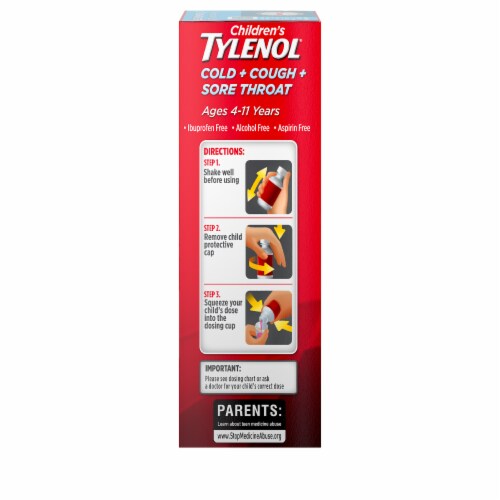 Children's Tylenol Cold, Cough, And Sore Throat, Bubblegum Perspective: top