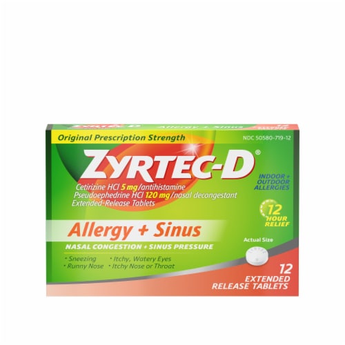 Zyrtec-D 12 Hour Allergy Relief & Nasal Decongestant Tablets Perspective: top
