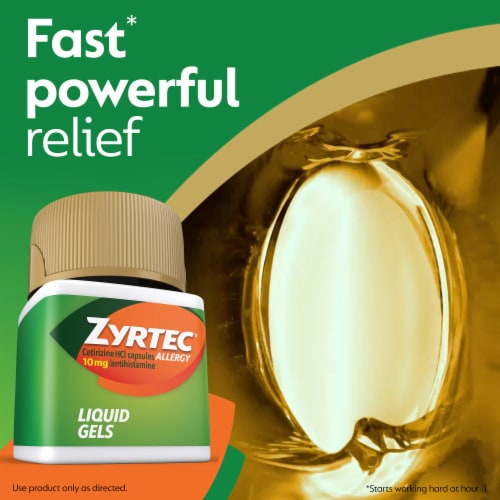 Zyrtec 24 Hour Allergy Relief Liquid Gels Cetirizine HCl Perspective: top