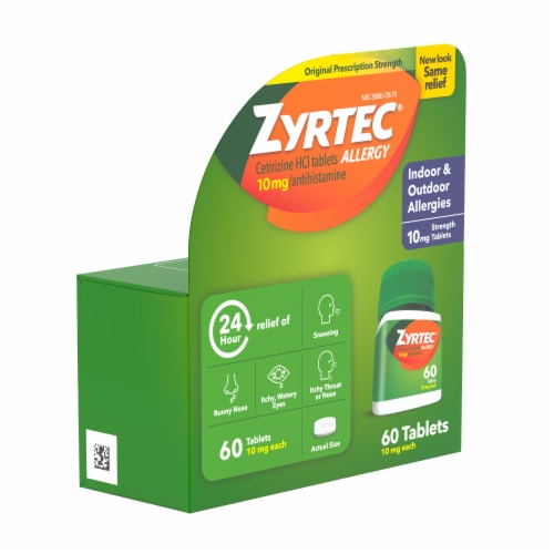 Zyrtec 24 Hour Allergy Relief Tablets Cetirizine HCl Perspective: top