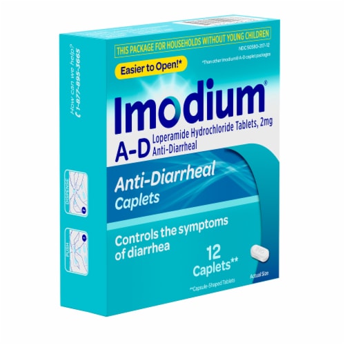 Imodium A-D Diarrhea Relief Loperamide Easier To Open Caplets Perspective: top