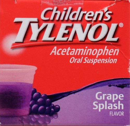 Children's Tylenol Pain & Fever Acetaminophen 160mg Grape Splash Oral Suspension Perspective: top