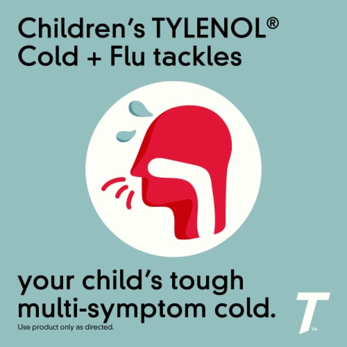 Children's Tylenol Cold & Flu Liquid Oral Suspension Grape Perspective: top