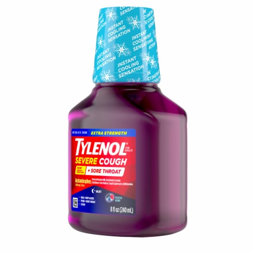 Tylenol Extra Strength Severe Cough + Sore Throat Night Liquid Perspective: top