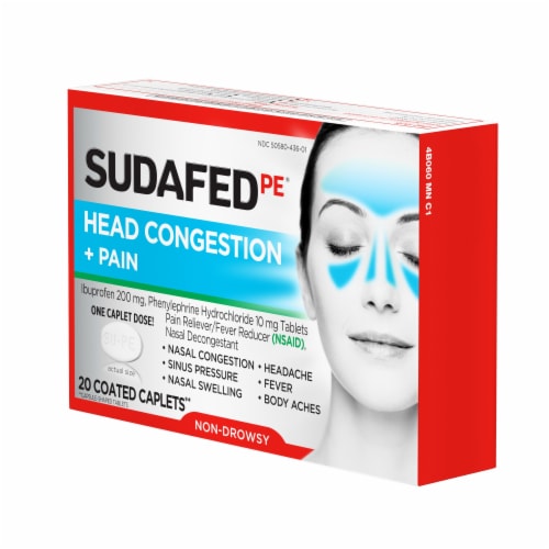 Sudafed PE Head Congestion + Pain Relief Caplets Perspective: top