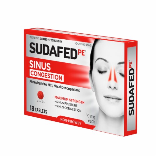 Sudafed PE Nasal Congestion and Sinus Pressure Relief Phenylephrine HCl Tablets Perspective: top