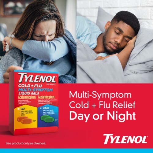 Tylenol Day & Night Cold & Flu Multi-Symptom Liquid Gels Pack Perspective: top