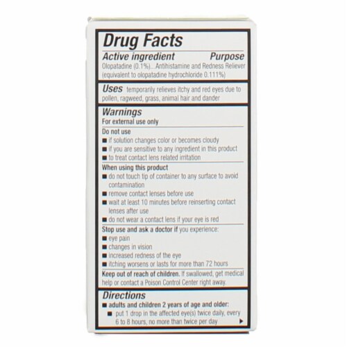 Pataday Twice Daily Eye Allergy Itch & Redness Relief Eye Drops Perspective: top