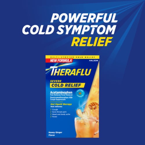 Theraflu Daytime Severe Cold Relief Powder, Honey Ginger Flavor Perspective: top
