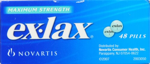 Ex-Lax Maximum Strength Stimulant Laxative Pills 25mg Perspective: top