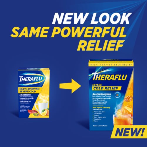 Theraflu Daytime Severe Cold Relief Honey Lemon Flavor Powder Packets Perspective: top