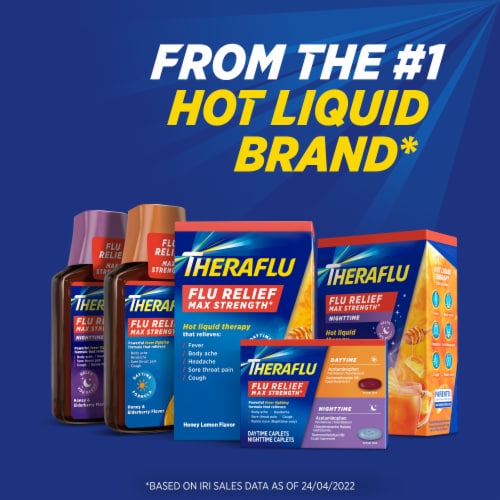 Theraflu Combo Daytime and Nighttime Severe Cold Relief Honey Lemon Flavor Acetaminophen Powder Perspective: top