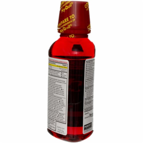 GoodSense Acetaminophen Nighttime Cold & Flu Relief Liquid, Cherry, 12 fl oz Perspective: top