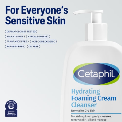 Cetaphil Hydrating Foaming Cream Cleanser, Face Wash with Transformative Cream-to-foam Texture Perspective: top