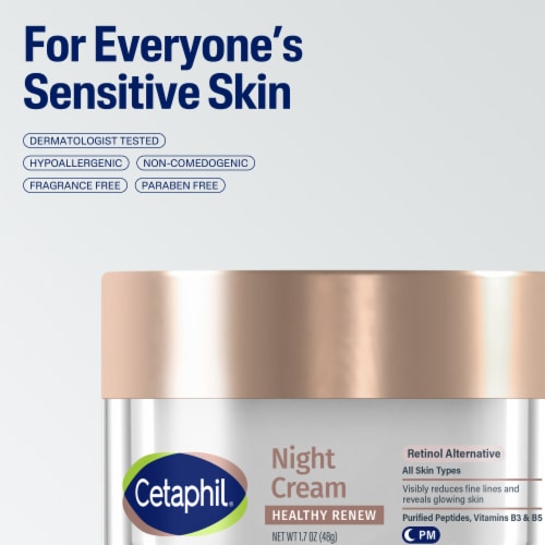Cetaphil Healthy Renew Skin Tightening Night Cream, Wrinkle Repair Cream for Face with Peptides Perspective: top