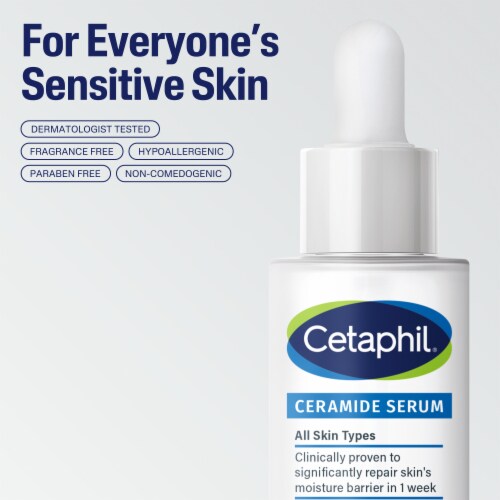 Cetaphil Ceramide Serum, Lightweight Serum for All Skin Types with Ceramides, CICA & Allantoin Perspective: top